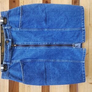 Roberto Orsini Dark Wash Blue Jean Front Zip Denim Skirt M